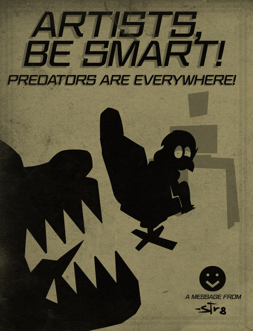 anthro black_body chair computer desk duo electronics fangs female furniture imminent_vore looking_at_viewer pointy_tongue poster shocked silhouette table teeth text str8aura-no-not-that-one mythology vore_day little_shit ambiguous_species avian gryphon mythological_avian mythological_creature english_text hi_res