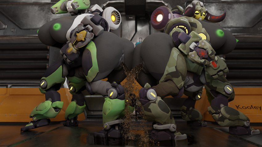 big_breasts big_butt big_pussy bodily_fluids breasts butt creek curvy_figure duo female genital_fluids genitals leak machine peeing peeing_together puddle pussy smile urine voluptuous watersports wetting koofey blizzard_entertainment overwatch orisa_(overwatch) robot taur 16:9 3d_(artwork) 4k absurd_res blender_(artwork) digital_media_(artwork) hi_res widescreen