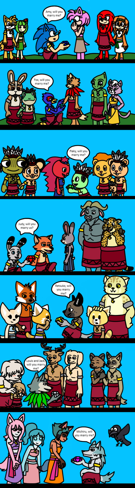 mr. wolf, legoshi, sonic the hedgehog, louis, michiru kagemori, and etc (sonic the hedgehog (series) and etc) created by ameth18 and sirinathehedgehog