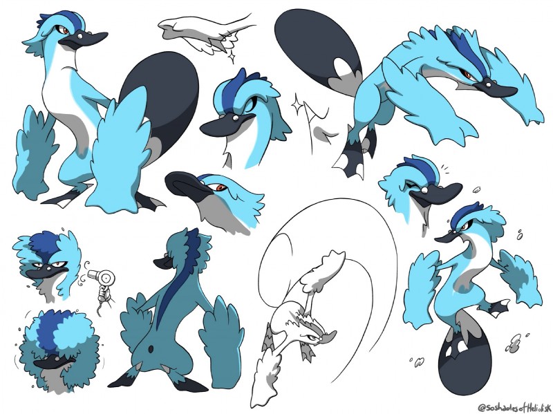 ambiguous_gender anthro blue_body blue_fur dryer eyes_closed fur hair_dryer solo star 50shadesofheliolisk crema_(company) temtem mammal monotreme platimous_(temtem) temtem_(species) hi_res model_sheet