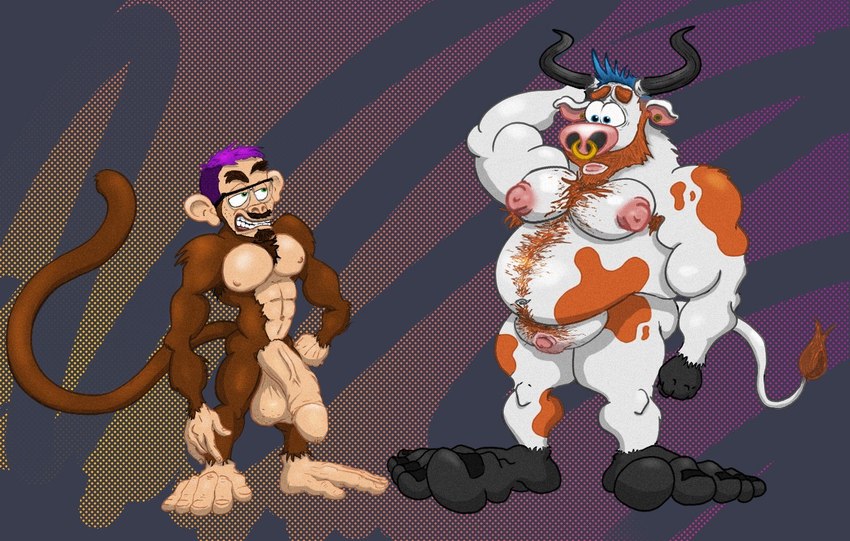 1990s_theme anthro big_penis comparing duo erect_nipples genitals huge_penis humiliation male male/male micropenis musclegut muscular nerd nipples penis penis_humiliation size_difference small_dom_big_sub small_guy_big_penis small_penis small_penis_humiliation luxley european_mythology greek_mythology mythology ape bovid bovine cattle haplorhine mammal minotaur monkey primate