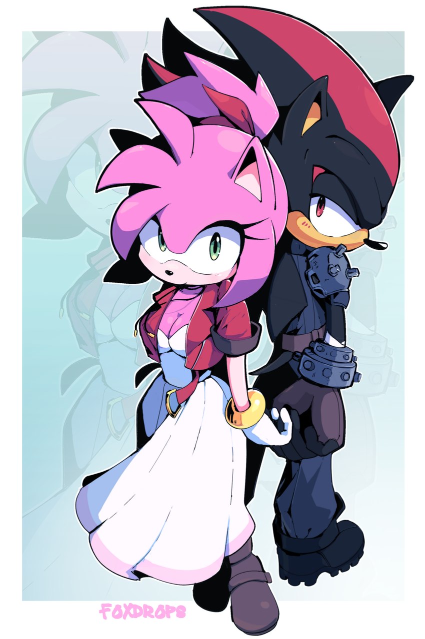 aerith gainsborough, amy rose, cloud strife, and shadow the hedgehog (sonic the hedgehog (series) and etc) created by foxdropz