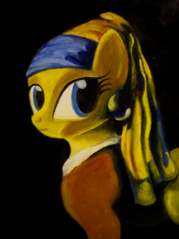 ear_piercing female piercing solo invalid-david johannes_vermeer friendship_is_magic girl_with_a_pearl_earring hasbro my_little_pony equid equine horse mammal pony 3:4 absurd_res digital_media_(artwork) digital_painting_(artwork) hi_res inspired_by_formal_art