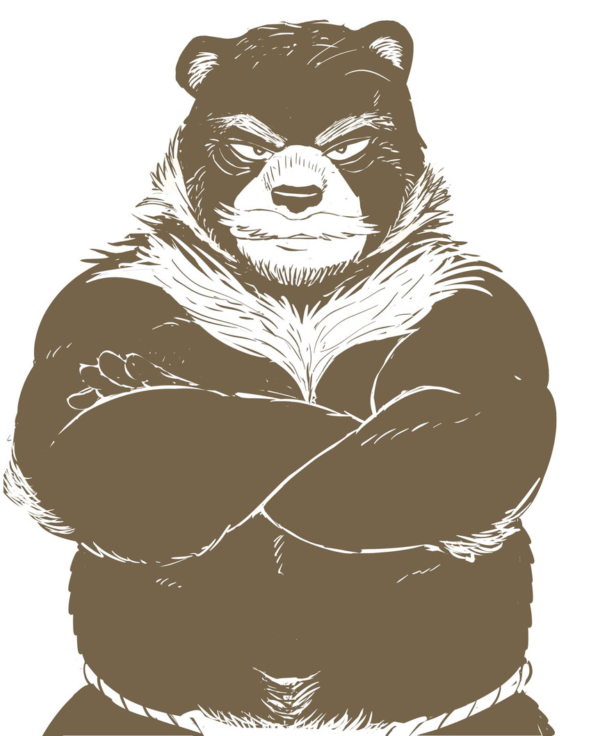 anthro asian_clothing clothing east_asian_clothing fundoshi humanoid_hands japanese_clothing kemono male overweight overweight_anthro overweight_male solo underwear hysk bear mammal 2021 hi_res