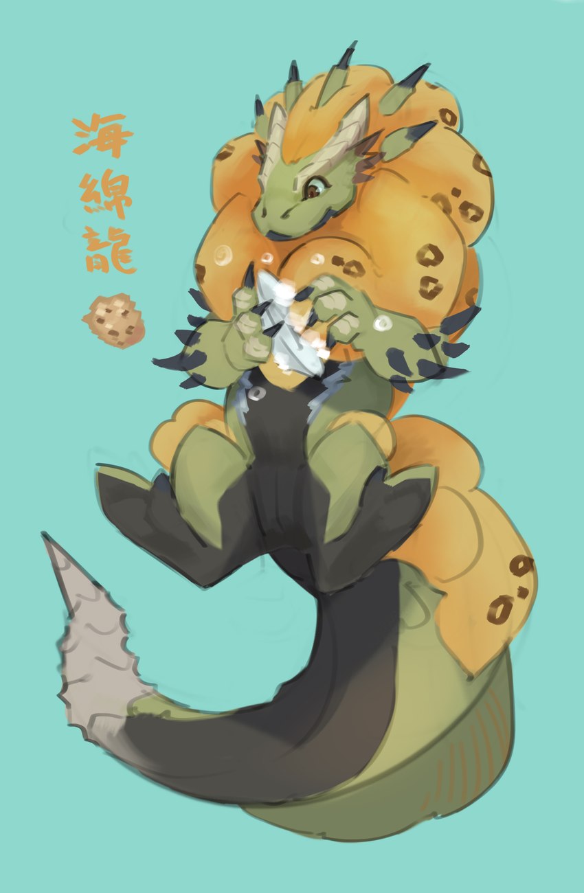 anthro bubble male plate simple_background solo sponge text underwater water wiosvikulan capcom monster_hunter leviathan_(mh) ludroth royal_ludroth absurd_res hi_res