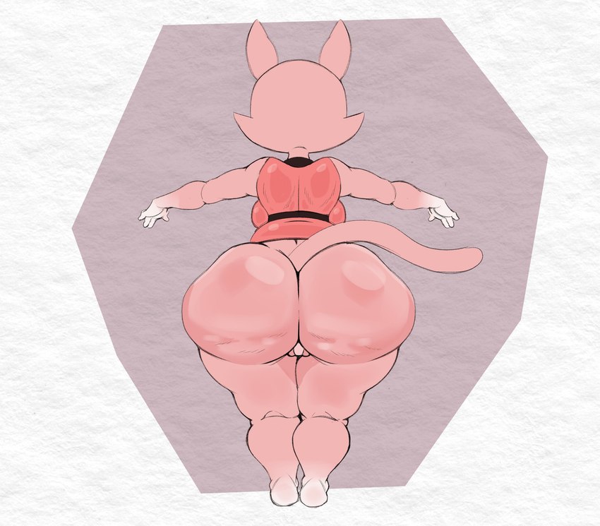 anthro big_breasts big_butt biped breasts butt cellulite clothed clothing curvy_figure dress feet female huge_butt huge_hips looking_away panties pink_body rear_view simple_background solo thick_thighs underwear voluptuous wide_hips purple_yoshi_draws super_planet_dolan shima_luan domestic_cat felid feline felis mammal 2024 hi_res