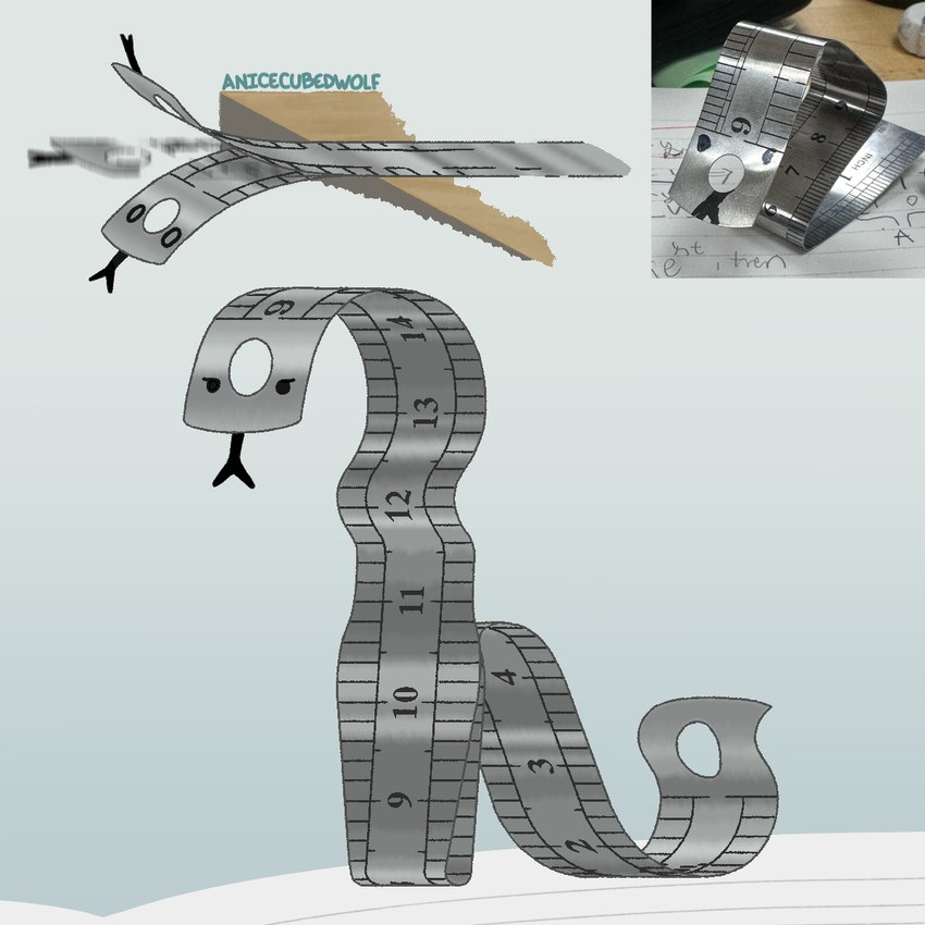 anthro breasts female furniture metal metallic_body notebook photo real ruler simple_background solo surprise table tail text tongue tongue_out anicecubedwolf animate_inanimate reptile scalie snake 1:1 digital_media_(artwork) hi_res