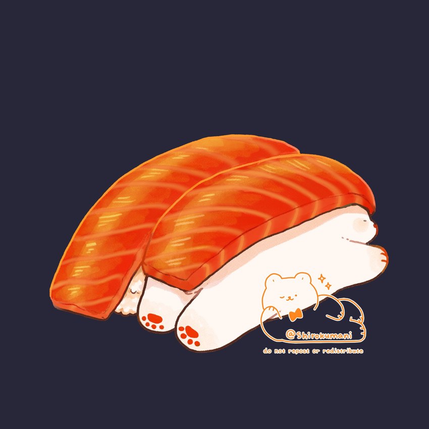 chibi eyes_closed feral food lying micro solo sushi white_body shirokumani bear mammal 1:1 2021 hi_res