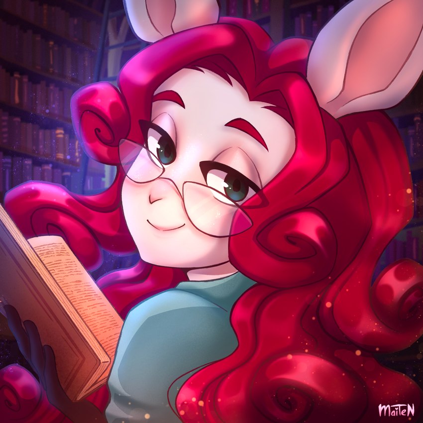 anthro blue_eyes clothing eyewear female fur glasses gloves hair handwear kerchief long_ears neckerchief neckwear red_hair solo capslokked maiten_(artist) mindy_(capslokked) mindy_valors lagomorph leporid mammal rabbit 1:1 absurd_res hi_res