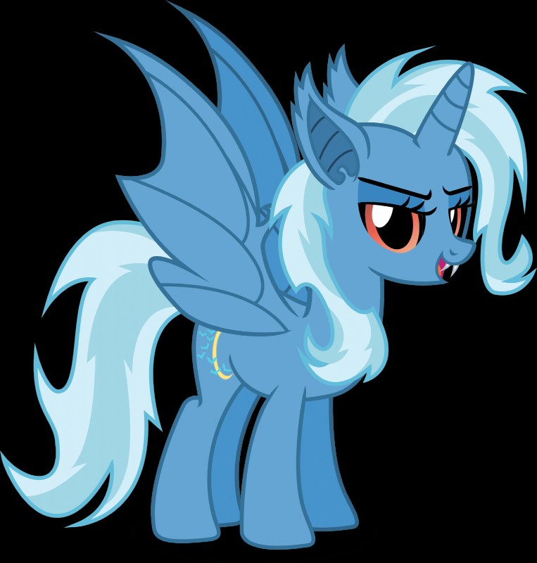 alternate_species female feral hair horn multicolored_hair simple_background smile solo transparent_background two_tone_hair vector-brony friendship_is_magic hasbro my_little_pony trixie_(mlp) bat_pony equid hybrid mammal 2014 absurd_res alpha_channel hi_res