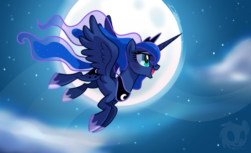 blue_body blue_eyes blue_feathers blue_hair cloud crown cutie_mark feathered_wings feathers female feral flying hair headgear horn jewelry moon necklace night outside solo star wings wicklesmack friendship_is_magic hasbro my_little_pony mythology princess_luna_(mlp) equid equine mammal mythological_creature mythological_equine winged_unicorn 2015