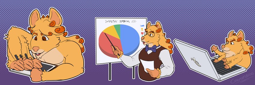 afterimage anthro bow_tie clothing computer drawing_tablet electronics eyewear fur glasses graph male mullet notebook outline solo telegram_sticker yellow_body yellow_fur cowardlion ignacio_(cowardlion) mammal murid murine rat rodent 3:1 absurd_res hi_res