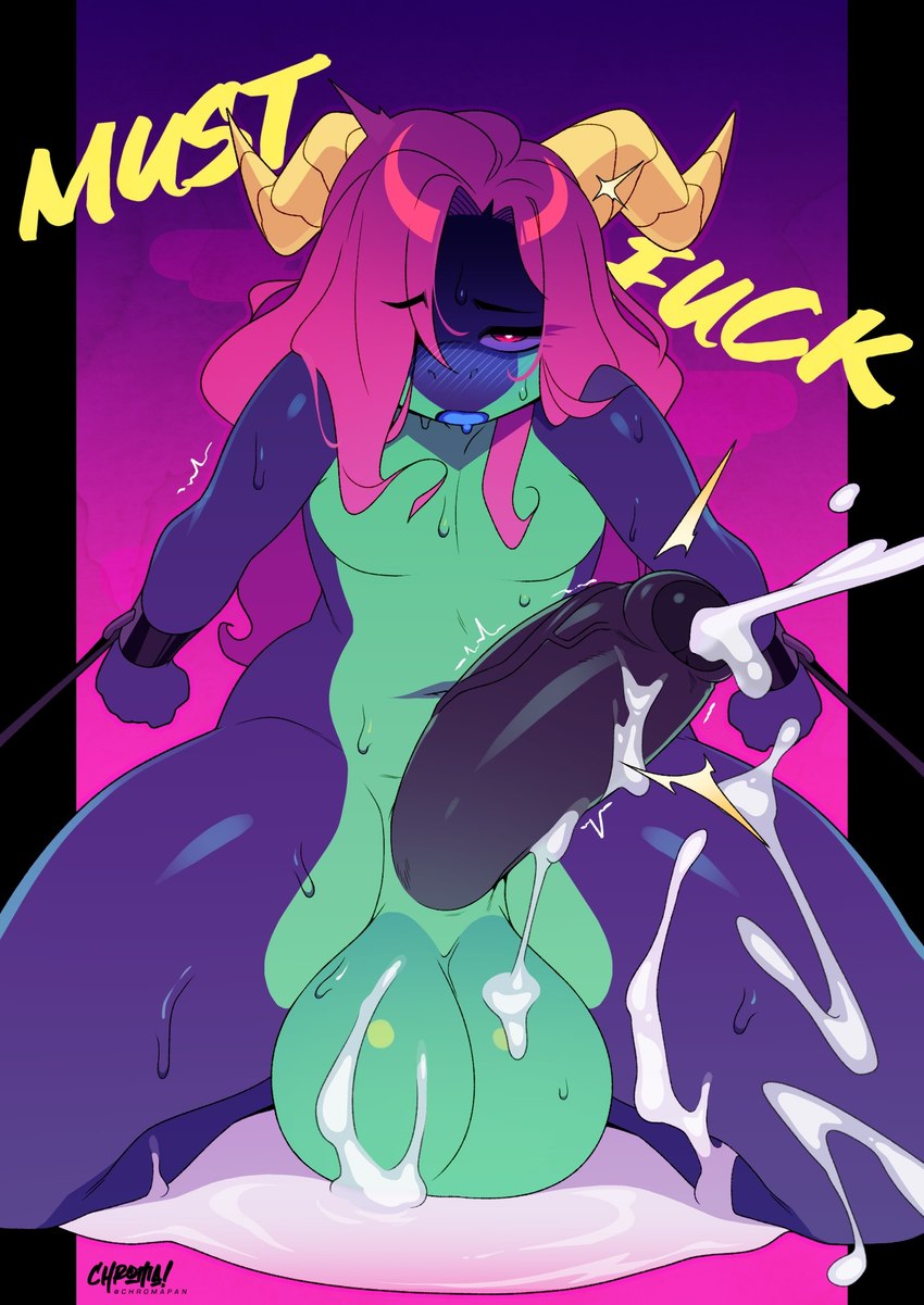 2_horns anthro balls big_penis black_penis blue_tongue blush bodily_fluids bound cum cum_on_balls cum_on_ground cum_on_leg cum_on_own_balls cum_on_own_leg cum_on_self cum_pool cumshot ejaculation eyebrow_through_hair eyebrows eyelashes eyelashes_through_hair femboy genital_fluids genitals green_body green_scales hair hair_over_eye hands_tied horn long_hair looking_at_viewer male male_anthro nude_anthro nude_male pear-shaped_figure penis profanity purple_hair red_eyes scales solo sweat sweaty_body text tongue translucent translucent_hair tremble_spikes vein veiny_penis wavy_horn wide_hips yellow_horn chromapan mythology ike_(ikeywike) dragon mythological_creature mythological_scalie scalie wingless_dragon 2025 english_text hi_res signature