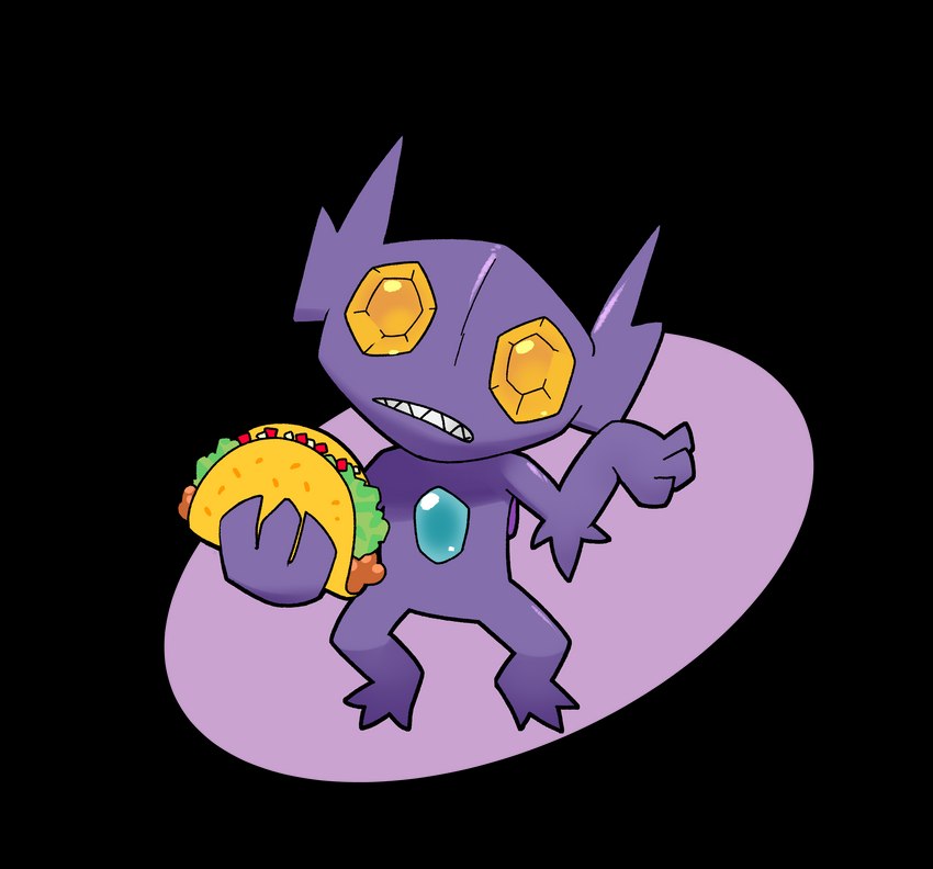 food simple_background solo taco argon_vile nintendo pokemon nerkie_(character) generation_3_pokemon humanoid pokemon_(species) sableye absurd_res alpha_channel hi_res