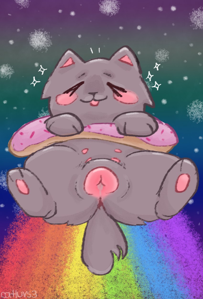 6_nipples alternate_form animal_genitalia animal_pussy bodily_fluids female feral food genital_fluids genitals multi_nipple nipples paws plump_labia pussy rainbow rainbow_trail solo space spread_legs spreading vaginal_fluids wet catluvs3 nyan_cat_(copyright) pop-tarts nyan_cat domestic_cat felid feline felis food_creature hybrid living_pastry mammal poptart_creature absurd_res colorful_theme hi_res meme