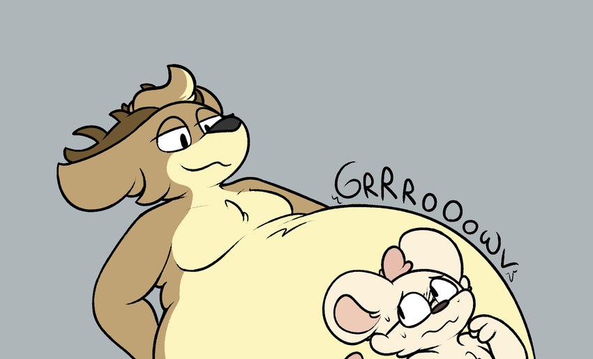 anthro antlers belly big_belly big_ears blush blush_lines bodily_fluids duo eyewear glasses horn huge_belly hungry hyper hyper_belly imminent_vore looming looming_over macro male male/male micro nervous nervous_sweat obese overweight rumbling_stomach scared size_difference smile smirk sweat conditional_dnp verdantphysician fluff_(shitpostingstag) whisk_(shitpostingstag) deer mammal mouse murid murine rodent hi_res