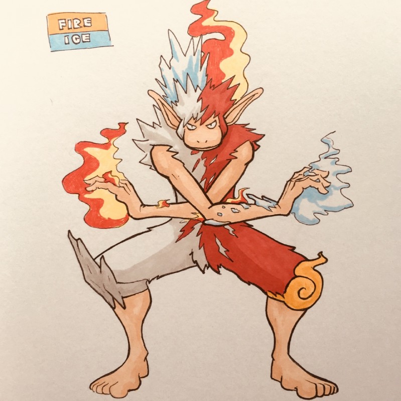 5_toes alternate_color alternate_species ambiguous_gender anthro arm_tuft athletic athletic_ambiguous athletic_anthro biped black_eyes crossed_arms crotch_tuft elemental_manipulation feet fighting_pose fire fire_manipulation flaming_hair front_view fur furrification genetic_chimerism humanoid_feet humanoid_hands ice ice_manipulation looking_at_viewer magic_user multicolored_body multicolored_fur nude plantigrade pose pseudo_hair red_body red_fur shadow shoulder_tuft simple_background smile smirk smug solo split_color split_color_hair spread_legs spreading standing tan_body tan_skin text toes toony tuft two_tone_body two_tone_fur white_background white_body white_fur wide_stance marco_fanjul fakemon firefightdex my_hero_academia nintendo pokemon todoroki_shouto elemental_creature fire_creature generation_4_pokemon hybrid ice_creature infernape mammal mineral_fauna pokemon_(species) primate 2018 crossover english_text full-length_portrait hi_res marker_(artwork) mixed_media pen_(artwork) portrait traditional_media_(artwork)