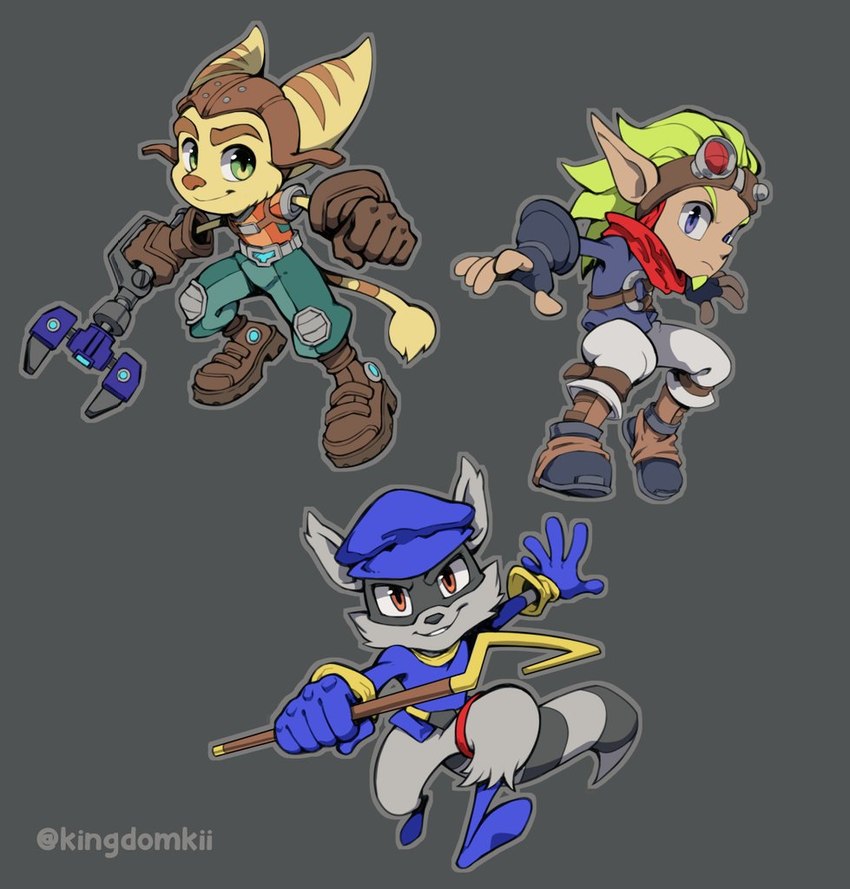 jak, ratchet, and sly cooper (sony interactive entertainment and etc) created by kingdomkii