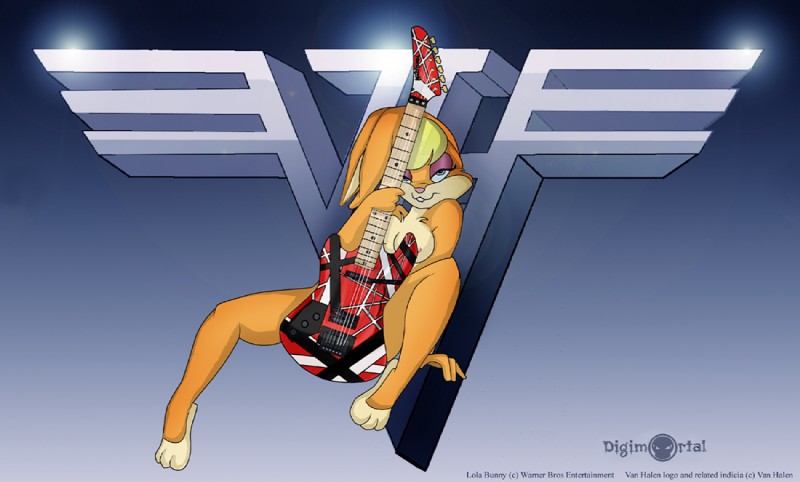 3_toes anthro electric_guitar feet female guitar musical_instrument nude plucked_string_instrument solo string_instrument toes digimortal looney_tunes van_halen warner_brothers lola_bunny lagomorph leporid mammal rabbit