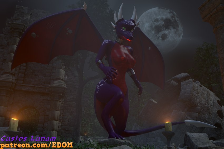 angry anthro breasts butt candle castle claws female forest horn light medieval moon moonlight outside plant solo tail text tree volumetric_lighting wings custos_lunam activision mythology patreon spyro_the_dragon cynder dragon mythological_creature mythological_scalie scalie 3:2 3d_(artwork) digital_media_(artwork) hi_res huge_filesize url