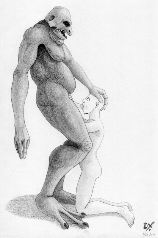 4_fingers 5_toes ambiguous_gender anthro bald barefoot belly biceps big_feet bodily_fluids butt claws dot_eyes duo earhole eyebrows feet fellatio fingers genital_fluids genitals hand_on_head hand_on_leg hand_on_thigh horizontal_pupils humanoid_hands kneeling kneeling_oral_position male membrane_(anatomy) nude oral penile penis plantigrade precum pupils saliva sex simple_background simple_eyes snout standing teeth text toe_claws toes tongue webbed_feet dekxer amphibian human mammal 2019 absurd_res dated english_text graphite_(artwork) hi_res monochrome traditional_media_(artwork)