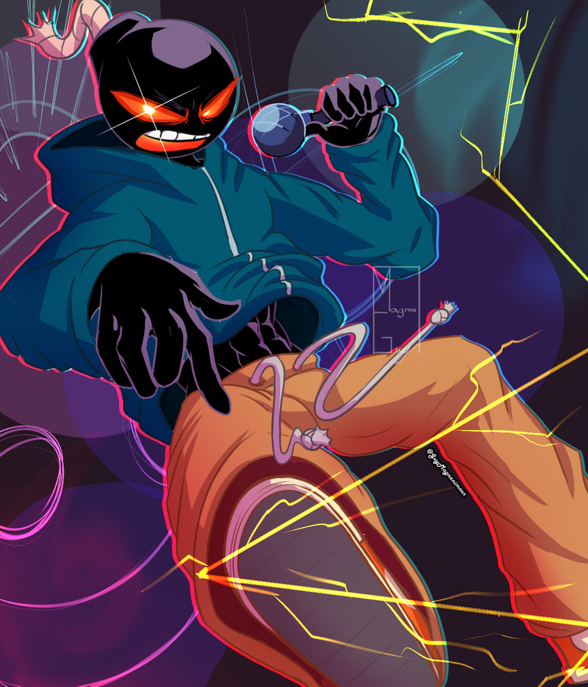 abs angry black_body black_skin bomb bottomwear clothed clothing electronics explosives footwear for_a_head fuse glowing glowing_eyes grey_background holding_microphone holding_object hoodie looking_at_viewer male microphone muscular muscular_humanoid muscular_male not_furry open_mouth orange_sclera pants pose raised_arm shoes simple_background solo sweater teeth topwear white_eyes zipper zipper_hoodie zipper_sweater zipper_topwear magnanimousguy friday_night_funkin' fan_character whitty_(fnf) bomb_humanoid humanoid living_bomb object_head 2021 detailed hi_res