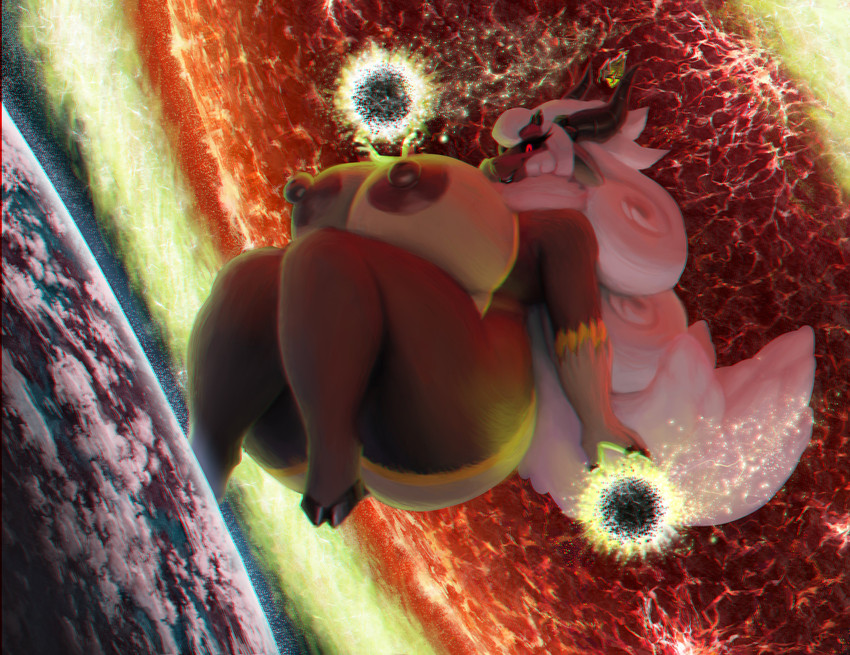 anthro big_breasts breasts female huge_breasts macro nipples nude planet solo space terra_macro thick_thighs patacon bovid caprine goat mammal absurd_res digital_media_(artwork) digital_painting_(artwork) hi_res