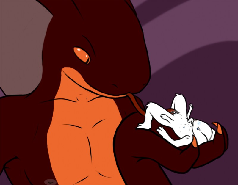 anthro breasts duo extreme_size_difference female genitals gentle_giant holding_character licking male micro micro_in_hand non-mammal_breasts pussy simple_background size_difference tongue tongue_out slinkoboy clear scalene duduk reptile scalie snake