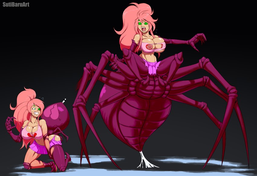 arthropod_webbing big_breasts breast_expansion breasts chelicerae clothing crouching expansion female green_eyes hair jackknife_chelicerae nipples pink_hair solo species_transformation spinnerets standing torn_clothing transformation transformation_sequence sutibaru dungeons_and_dragons hasbro wizards_of_the_coast arachnid arachnid_taur arthropod arthropod_taur drider human mammal spider spider_taur taur 2017 hi_res sequence