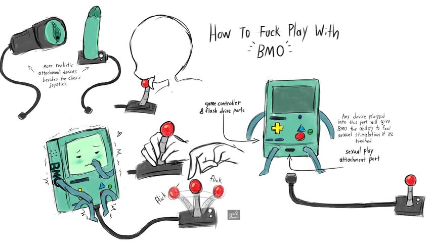 ambiguous_gender blush blush_lines controller dildo electronics flicking game_controller how-to joystick licking machine motion_lines penetrable_sex_toy profanity pushbutton sex_toy shaking simple_background solo text tongue tongue_out white_background wired_controller spec_almond_(artist) adventure_time cartoon_network bmo robot digital_media_(artwork) english_text