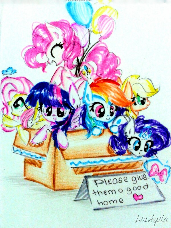 adoption_box attached_to_balloon balloon bow_(feature) box cardboard cardboard_box container daww female feral group heart_on_sign heart_symbol horn inflatable magic placard sign smile text wings liaaqila friendship_is_magic hasbro my_little_pony mythology applejack_(mlp) fluttershy_(mlp) mane_six_(mlp) pinkie_pie_(mlp) rainbow_dash_(mlp) rarity_(mlp) twilight_sparkle_(mlp) ambient_arthropod ambient_butterfly ambient_flier ambient_insect arthropod butterfly earth_pony equid equine horse insect lepidopteran mammal mythological_creature mythological_equine pegasus pony unicorn winged_unicorn 3:4 english_text hi_res