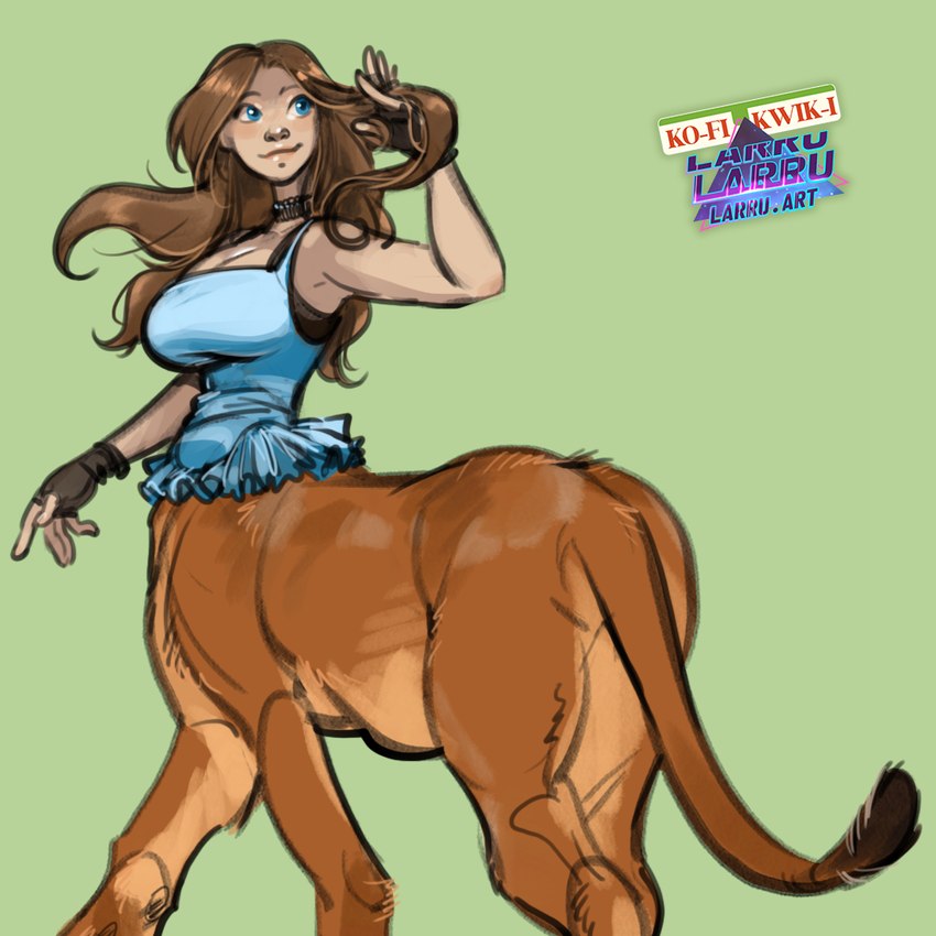 big_breasts bottomless bottomless_taur breasts clothed clothing female fingerless_gloves frilly frilly_clothing frilly_topwear gloves hair handwear long_hair looking_back simple_background topwear walking_away larru-larru felid felid_taur lion lion_taur mammal mammal_taur pantherine pantherine_taur taur 1:1