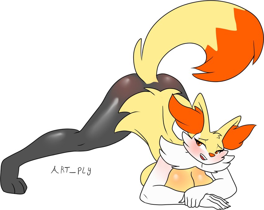 anthro ass_up big_breasts breasts female jack-o'_pose looking_at_viewer looking_pleasured pose solo thick_thighs artply nintendo pokemon braixen canid generation_6_pokemon mammal pokemon_(species) hi_res