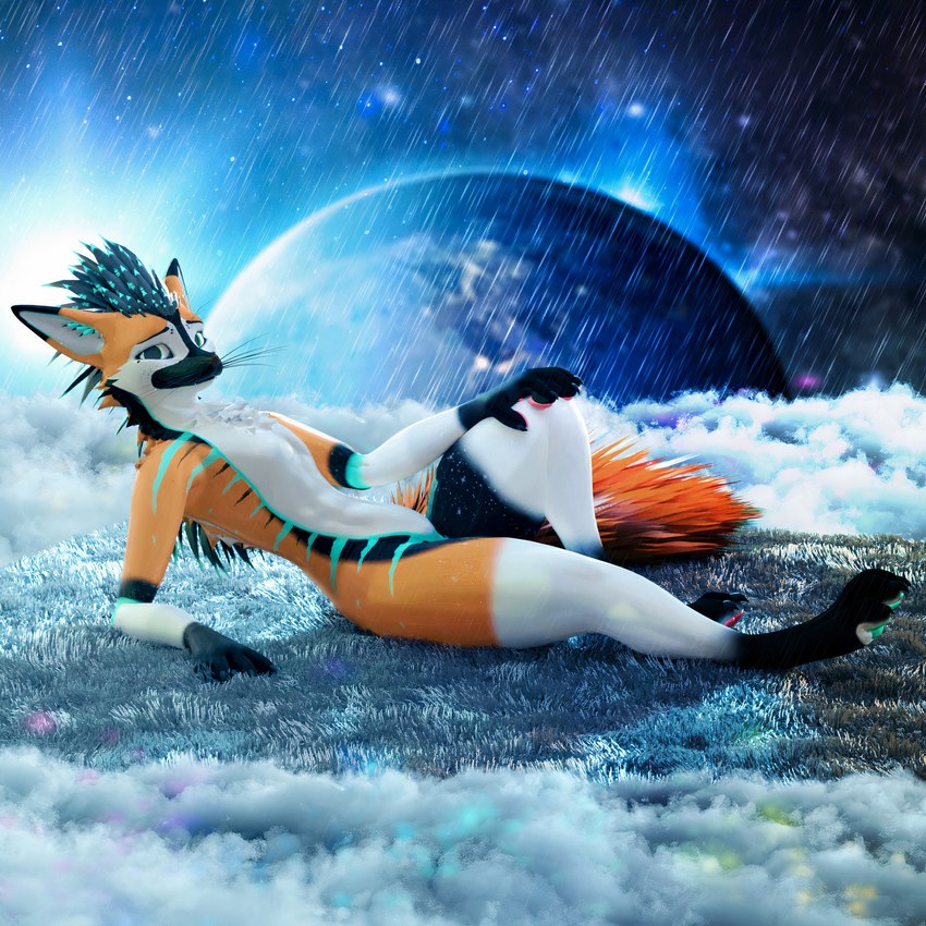 anthro chill cloud fantasy feet fur hair looking_at_viewer lying male paws relaxing sky solo space toes universe lewdyroom vrchat fan_character lill_espion canid canine canis mammal rexouium 1:1 3d_(artwork) blender_(artwork) digital_media_(artwork) hi_res widescreen