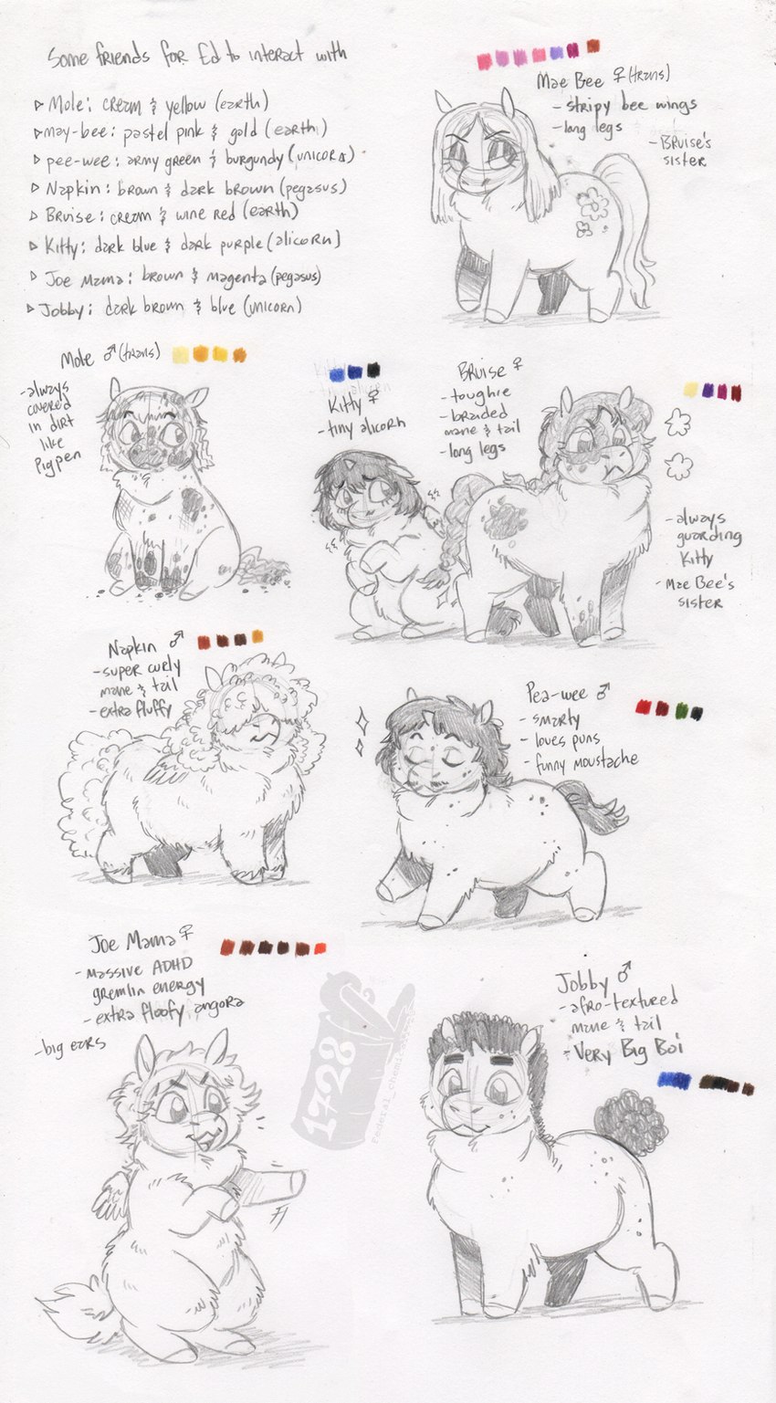 joe mama, bruise, napkin, jobby, kitty, and etc (fluffy pony and etc) created by ed mortis