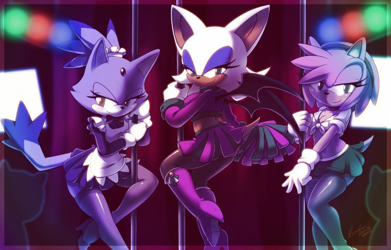 amy rose, blaze the cat, and rouge the bat (sonic the hedgehog (series) and etc) created by nancher