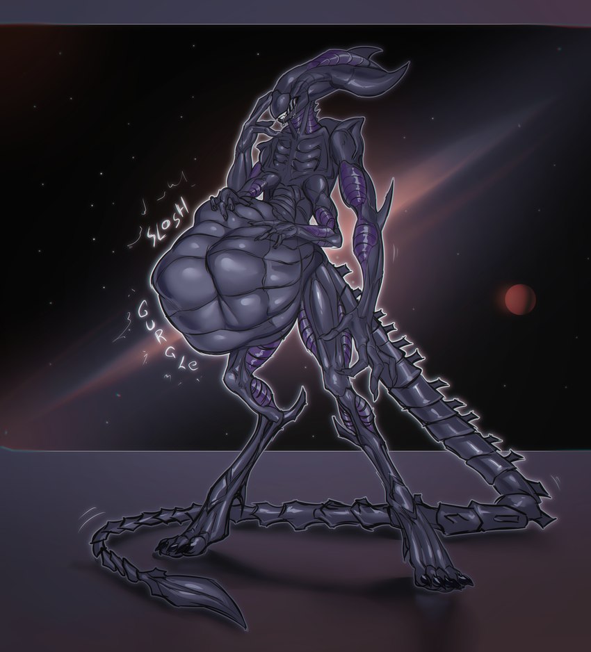 abdominal_bulge anthro belly female sloshing_belly solo vore dodosh alien_(franchise) alien xenomorph xenomorph_queen absurd_res hi_res