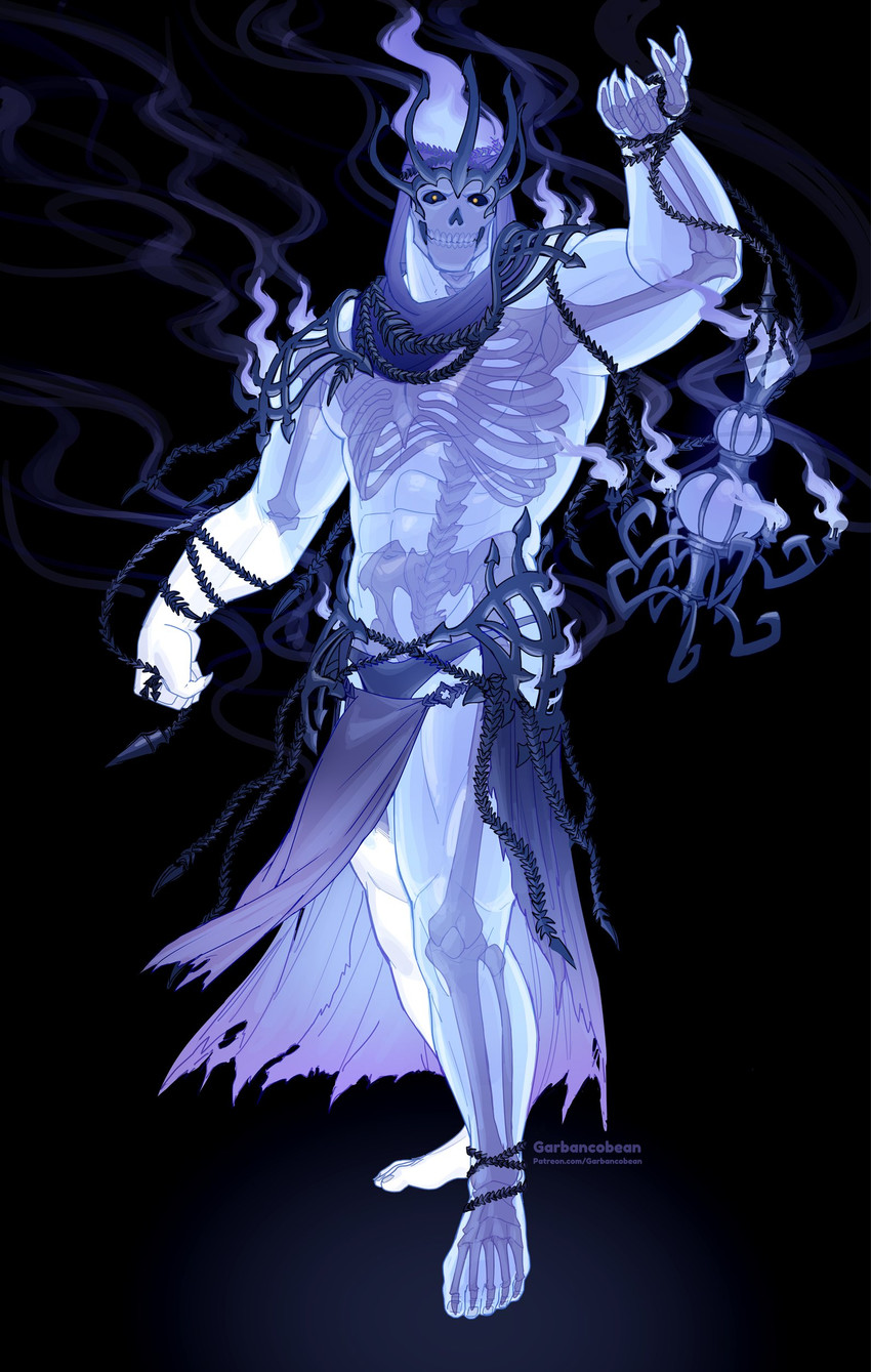 abs bone looking_at_viewer male muscular muscular_male not_furry simple_background skeleton skull solo standing garbancobean undead absurd_res hi_res portrait