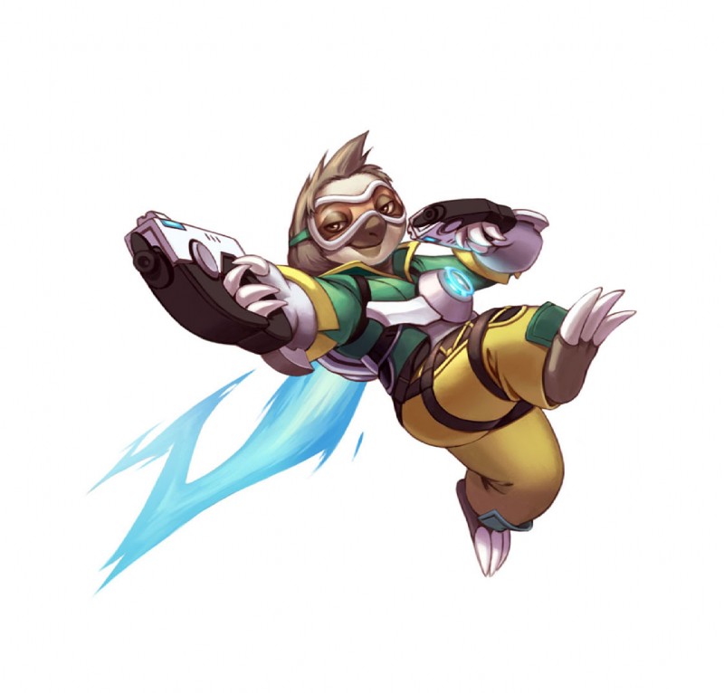 anthro barefoot biped brown_body brown_fur clothed clothing cosplay crossover_cosplay eyewear feet fully_clothed fur goggles gun holding_gun holding_object holding_ranged_weapon holding_weapon midair ranged_weapon simple_background solo weapon white_background bei_ju_luoxuan_wan blizzard_entertainment disney overwatch zootopia flash_slothmore tracer_(overwatch) mammal pilosan sloth xenarthran 2017 crossover