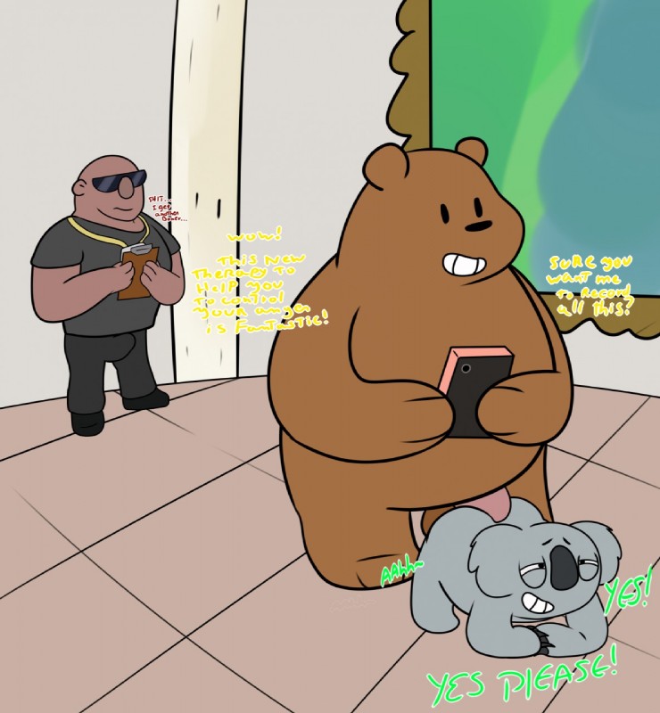 anal anal_penetration anthro balls dialogue from_behind_position genitals group inside male penetration penis recording sex size_difference text grolarbearsins cartoon_network we_bare_bears farmer_(we_bare_bears) grizzly_(we_bare_bears) nom_nom_(we_bare_bears) bear brown_bear grizzly_bear human koala mammal marsupial ursine vombatiform english_text hi_res