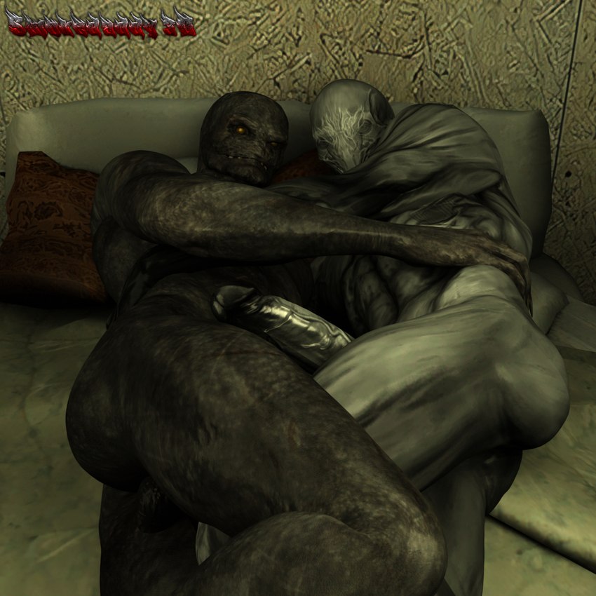 balls big_penis butt cuddling duo erection genitals hug humanoid_genitalia humanoid_penis looking_at_viewer looking_back male male/male not_furry nude penis smokedaddy capcom outlast resident_evil walrider_(outlast) ghost humanoid monster monstrous_humanoid regenerator_(resident_evil) spirit undead zombie 1:1 3d_(artwork) blender_(artwork) digital_media_(artwork)