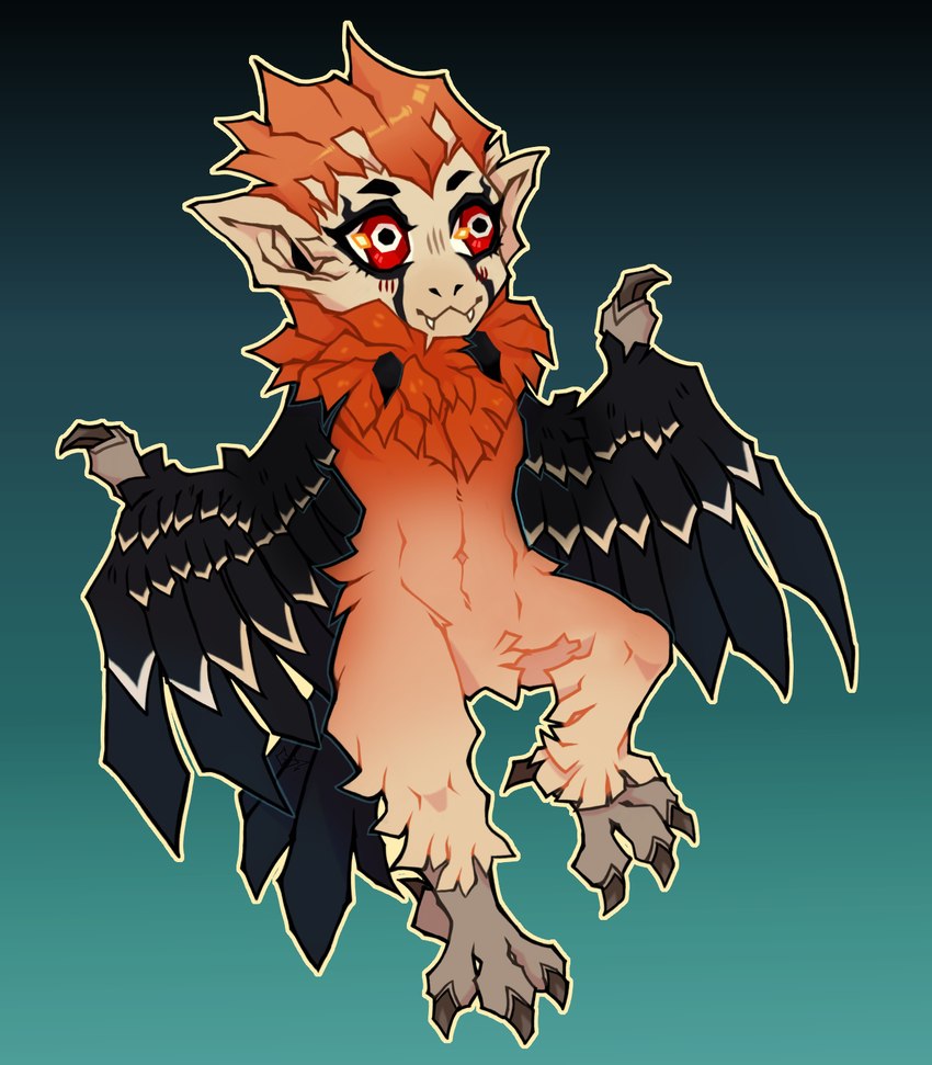 anthro chibi feathers male solo greaserdemon european_mythology greek_mythology mythology accipitrid accipitriform avian bearded_vulture bird harpy mythological_avian mythological_creature old_world_vulture vulture hi_res