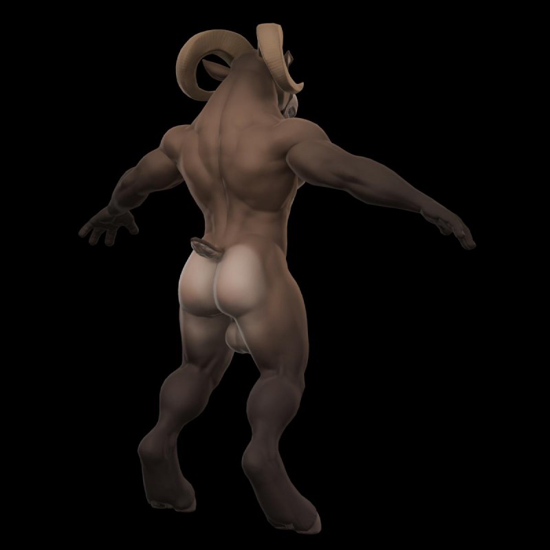 anthro back_muscles backsack balls biceps butt fur genitals male muscular muscular_anthro muscular_male nude rear_view solo zaush ram_(jelomaus) bighorn_sheep bovid caprine mammal sheep 1:1 2015 3d_(artwork) digital_media_(artwork) hi_res