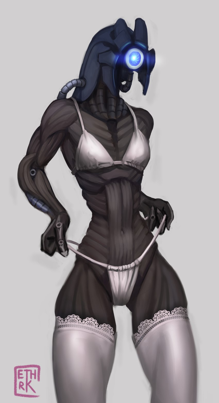 anthro bra clothing female flat_chested legwear machine simple_background solo stockings underwear ethrk bioware electronic_arts mass_effect android geth robot digital_media_(artwork) digital_painting_(artwork) hi_res