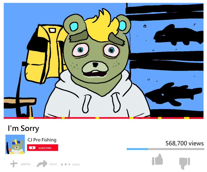 anthro apology apology_video blonde_hair clothing fake_screencap hair hoodie humor male parody solo text topwear telstartelstar animal_crossing nintendo youtube c.j._(animal_crossing) beaver mammal rodent 6:5 english_text