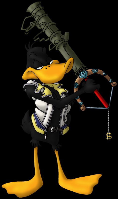 $ anthro beak belt black_eyes bow_(weapon) clothing currency_symbol diamond_(gem) dollar_sign dynamite explosives feathers gem holding_object holding_weapon jacket keyblade male melee_weapon ranged_weapon rocket_launcher simple_background solo symbol topwear transparent_background weapon zipper dachimotsu disney kingdom_hearts looney_tunes square_enix warner_brothers daffy_duck riku_(kingdom_hearts) anatid anseriform avian bird duck alpha_channel crossover hi_res