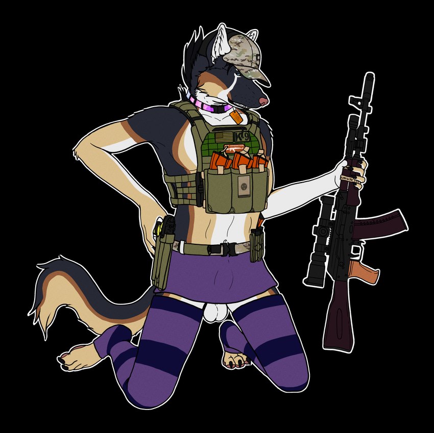 ak-74 ak_platform animal_genitalia anthro assault_rifle ball_slip balls balls_under_skirt battle_armor bottomwear bulge bulletproof_vest camo_headgear claws clothed clothing collar crossdressing detailed_bulge feet femboy footwear genital_outline genitals gun handgun hat headgear headwear legwear m9 male miniskirt multicam operator pattern_headgear paws pistol plate_carrier ranged_weapon rifle saggy_balls scope sheath sheath_outline shirtless shirtless_male simple_background skirt sniper socks solo stockings tactical_gear transparent_background weapon white_balls rebeldragon101 beretta tacticool canid canine canis domestic_dog german_shepherd herding_dog mammal pastoral_dog alpha_channel hi_res