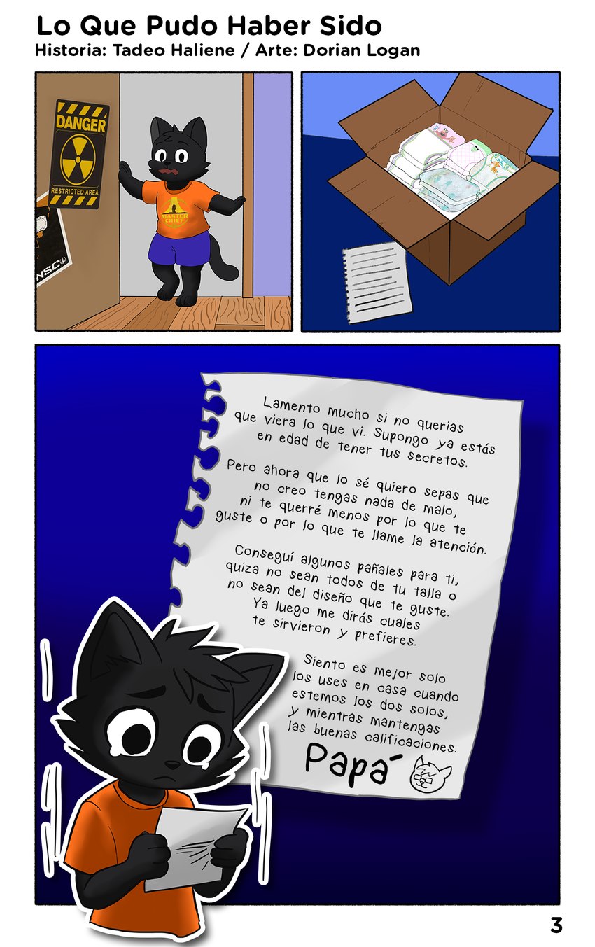 abdl anthro bodily_fluids crying diaper diaper_fetish male nervous solo tears text young dorian_logan pampers pbs sesame_street domestic_cat felid feline felis mammal hi_res spanish_text translated