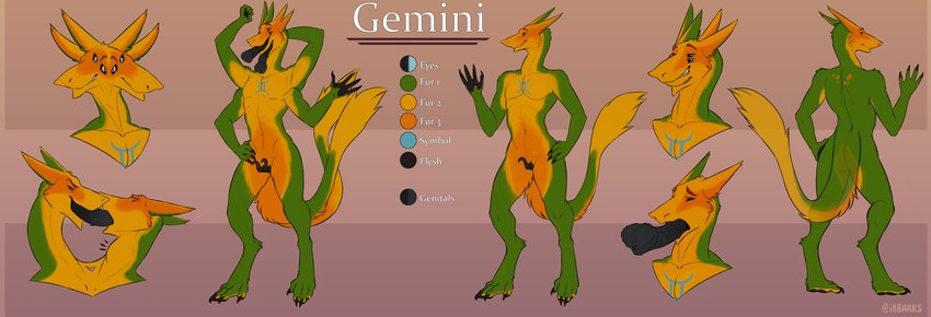 2_mouths 4_arms 4_eyes 4_hands 4_toes anthro butt digitigrade feet fluffy fluffy_tail genitals intersex kissing looking_at_viewer maleherm multi_arm multi_ear multi_eye multi_hand multi_limb multi_mouth multicolored_body nude nude_anthro nude_intersex nude_maleherm penis pussy smile smiling_at_viewer solo tail tentacles toes gemini_the_sergal sergal shape_shifter absurd_res hi_res model_sheet