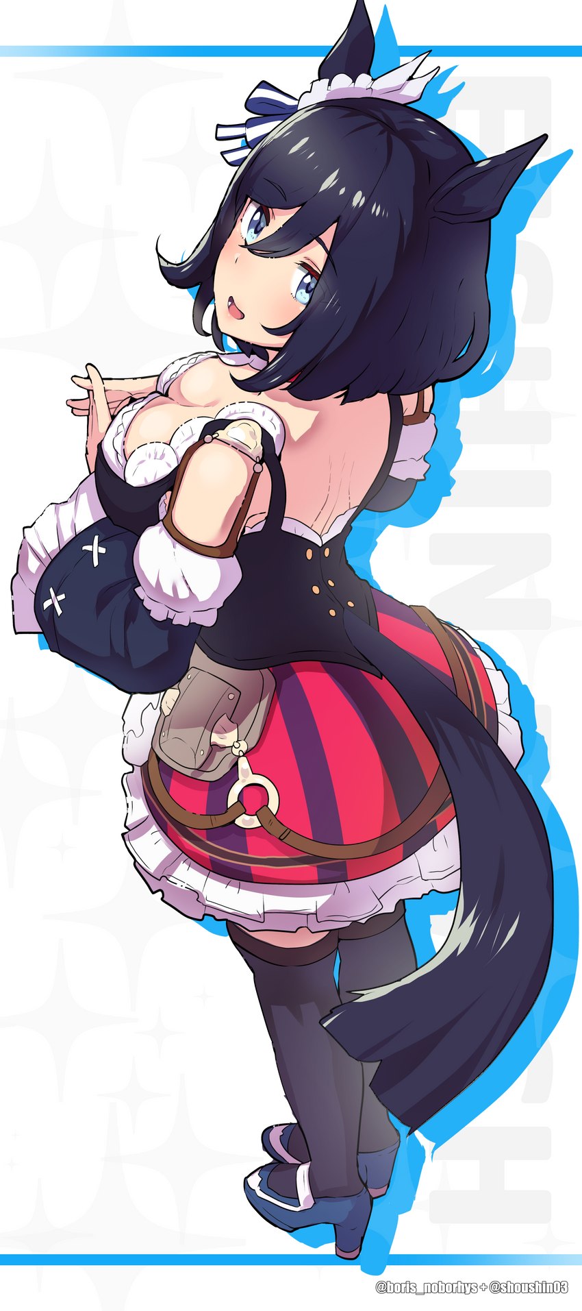 black_hair breasts clothed clothing dress female footwear hair high_heels legwear shoes solo thigh_highs boris_noborhys cygames uma_musume_pretty_derby eishin_flash_(pretty_derby) animal_humanoid equid equid_humanoid equine equine_humanoid horse_humanoid humanoid mammal mammal_humanoid 2023 absurd_res hi_res